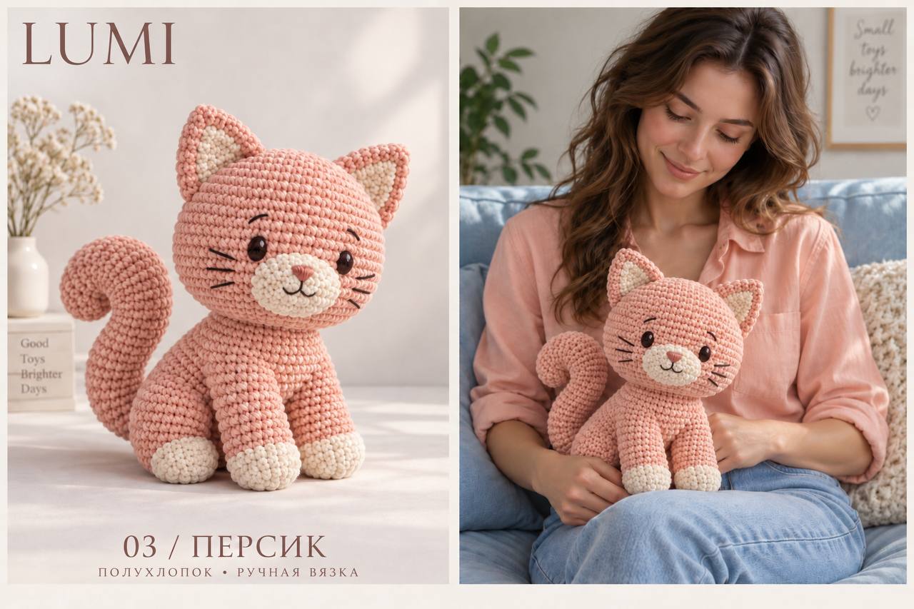 Котёнок Персик — ручная вязка LUMI